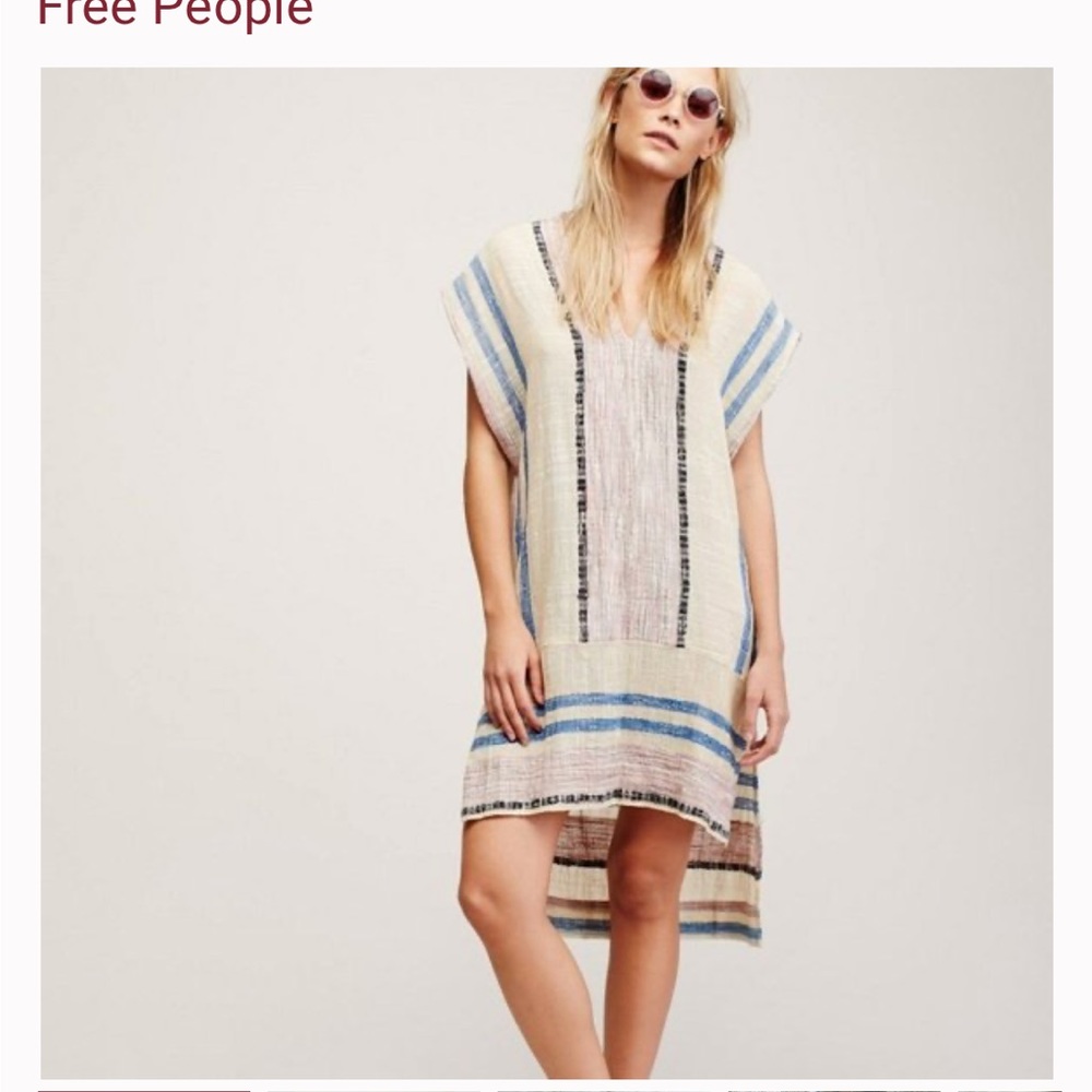 Free people “ So Easy “ pullover  striped dress casual cotton boho Sz XS
